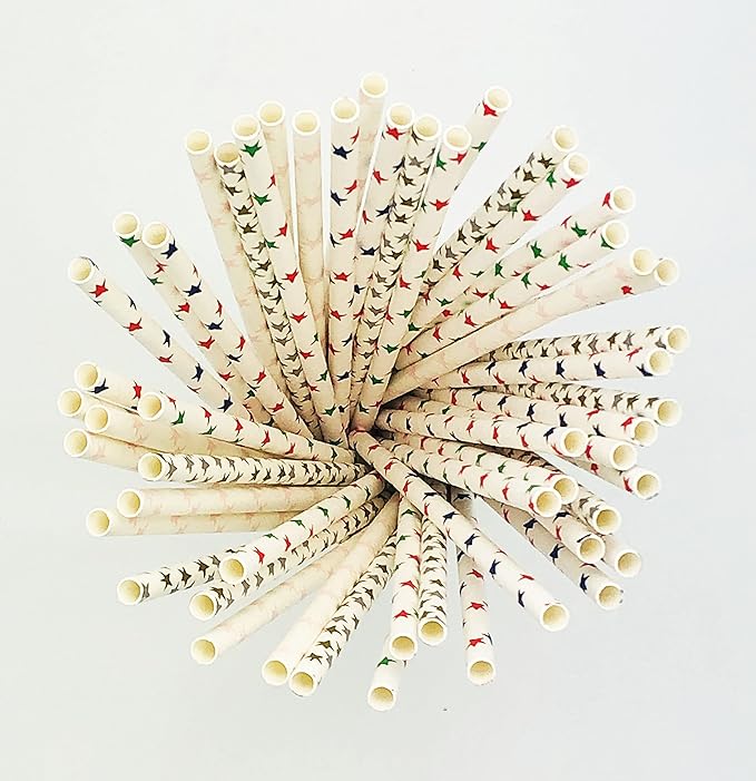 100 Pcs Colorful Disposable Straws, Star Drinking Straws, Rainbow Paper Straws - Image 2