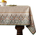 patdrea Designer French Light Brown Long Rectangle Table Cloth, Linen Floral by Welcometopatdrea