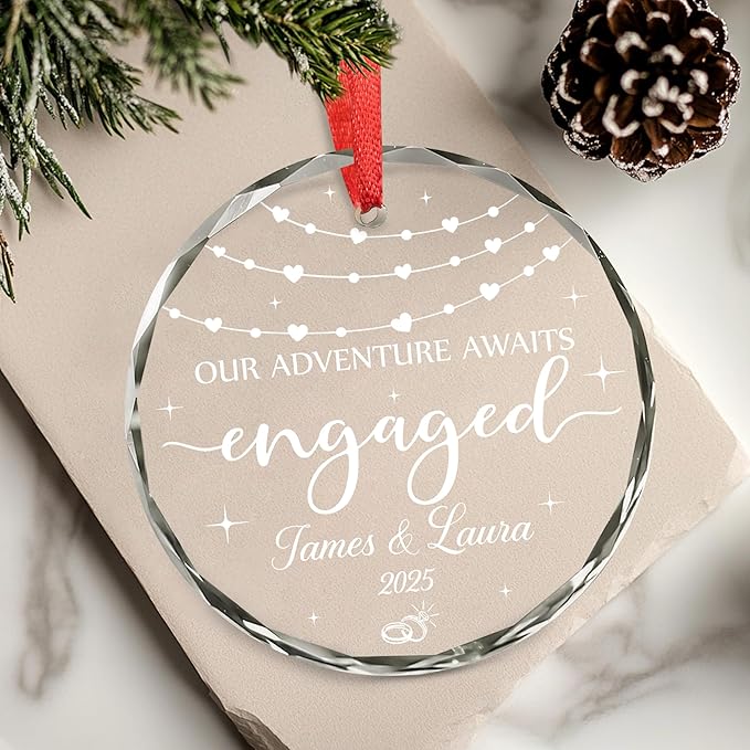 Personalized Engagement Christmas Ornament 2025 - Image 3