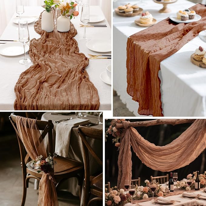 2 Pcs Terracotta Cheesecloth Table Runner - Image 6
