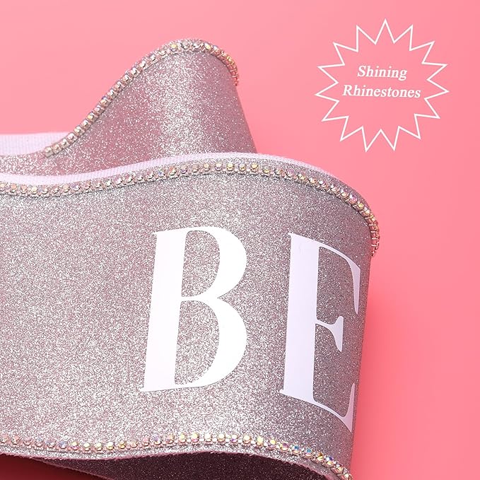 Bride to Be Sash with Rhinestones Glittery Bridal Party Sash with Adjustable Pin - Image 4