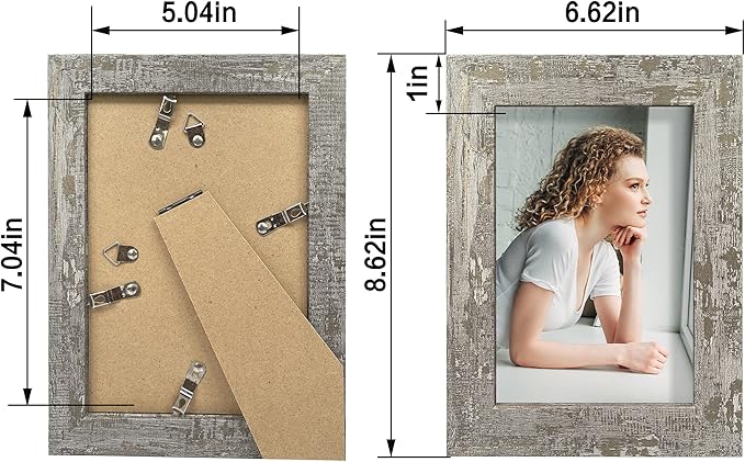 5x7 Picture Frame Set of 4, High Definition Glass Distressed Moss Green Frame - Image 4