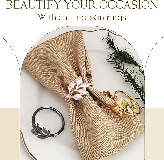 Napkin Ring, Metal Napkin Ring for Table Setting, Holiday Party Table - Image 3