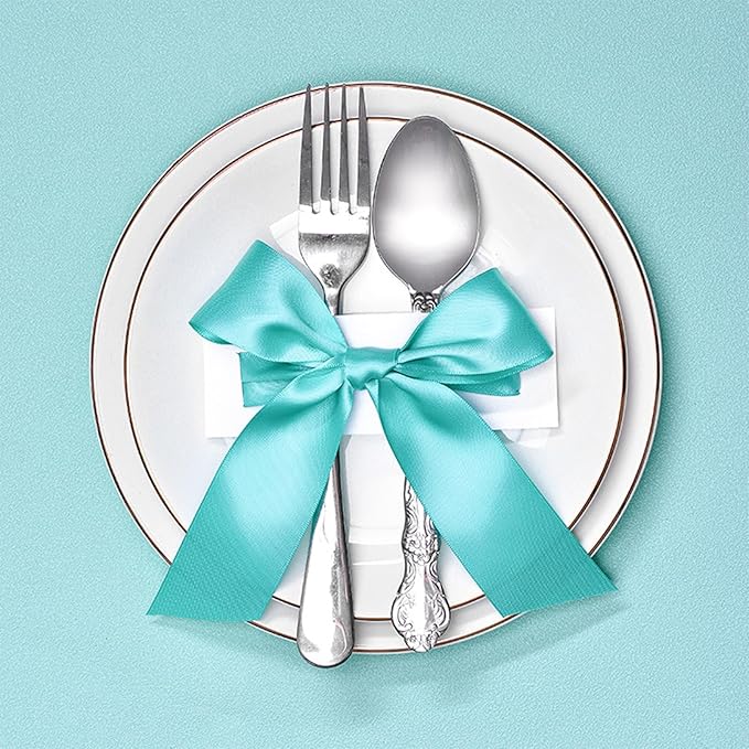 1-1/2" x 50 Yards Aqua Blue Satin Ribbon Single Faced Fabric Ribbons - Image 5