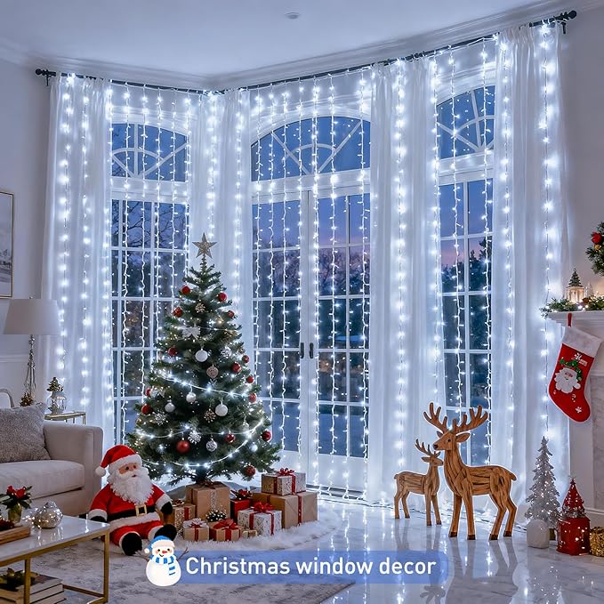 JMEXSUSS 900LED Christmas Curtain Lights Outdoor - Image 5