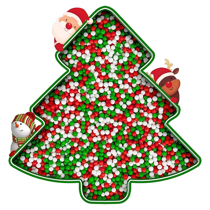 Christmas Nonpareils Sprinkles for Cake Decorating, 130g White Red and Green by Sugarzy