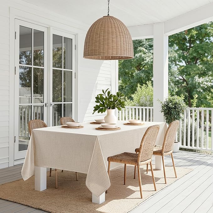 MIULEE Grayish White Linen Tablecloth 60x104 Inch Rectangle Table Cloth - Image 8