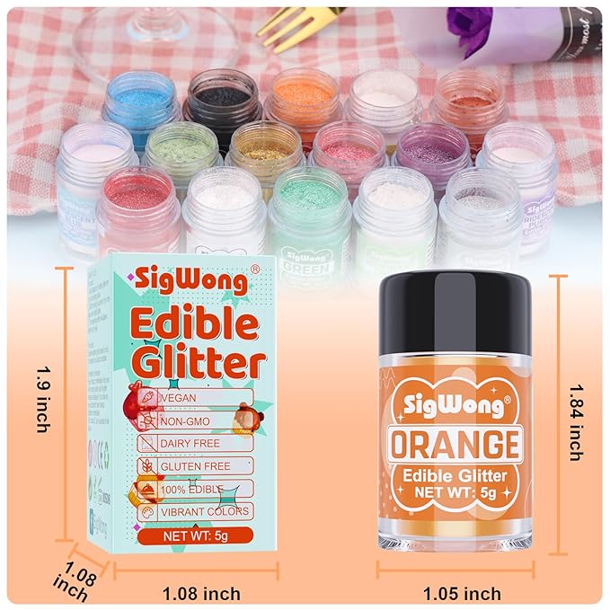 Orange Edible Glitter - 5g Food Grade Cake Decorating Shimmering Glitter - Image 6