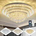 30 inch Crystal Silver Ceiling-Light Flush Mount by REDSTARLIGHTING