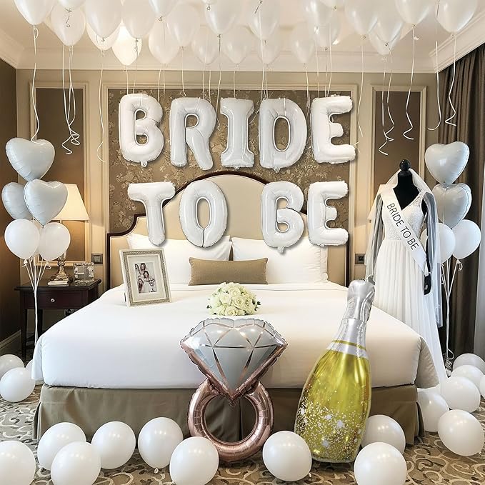 Classic pearl white Bridal Shower party decorations elegan White balloons by yeewaka