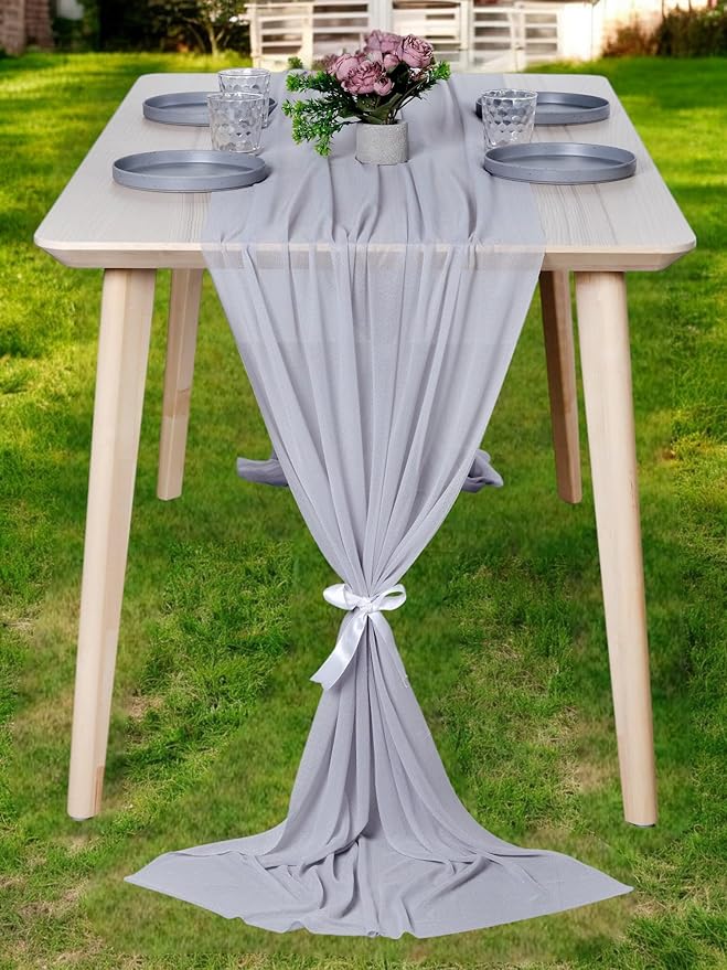 MDS 15 Pack 10ft Chiffon Table Runner 29 x 120 Inches Sheer Wedding Runner by MDS