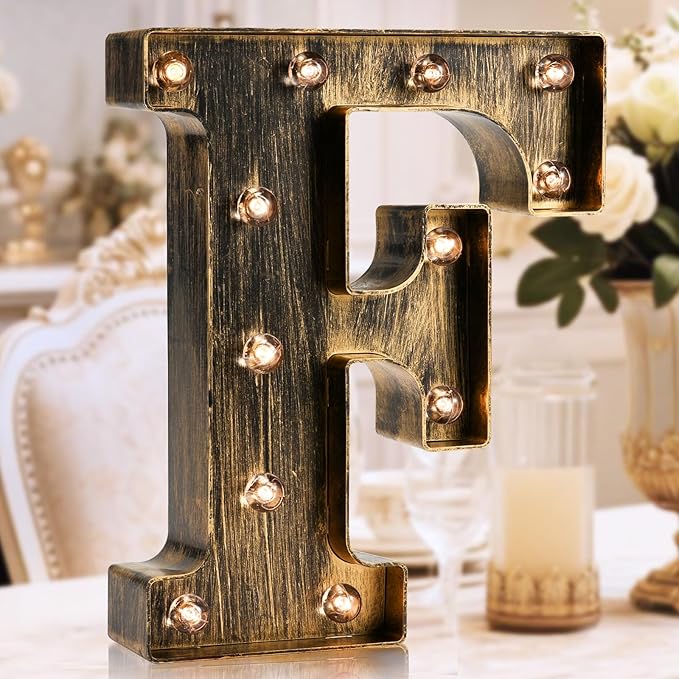 OYCBUZO Golden Black Led Marquee Letter by OYCBUZO