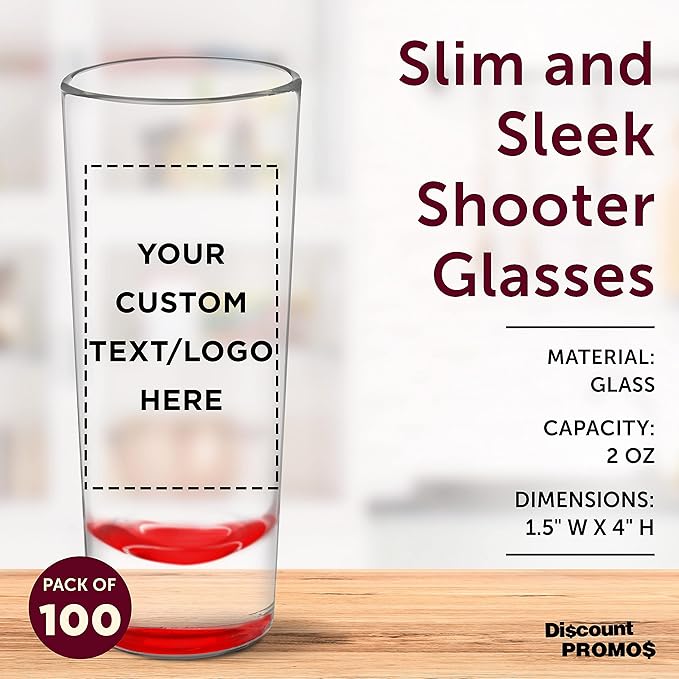Custom Cordial Shooter Shot Glasses 2 oz. Set of 100, Personalized Bulk Pack - Image 4