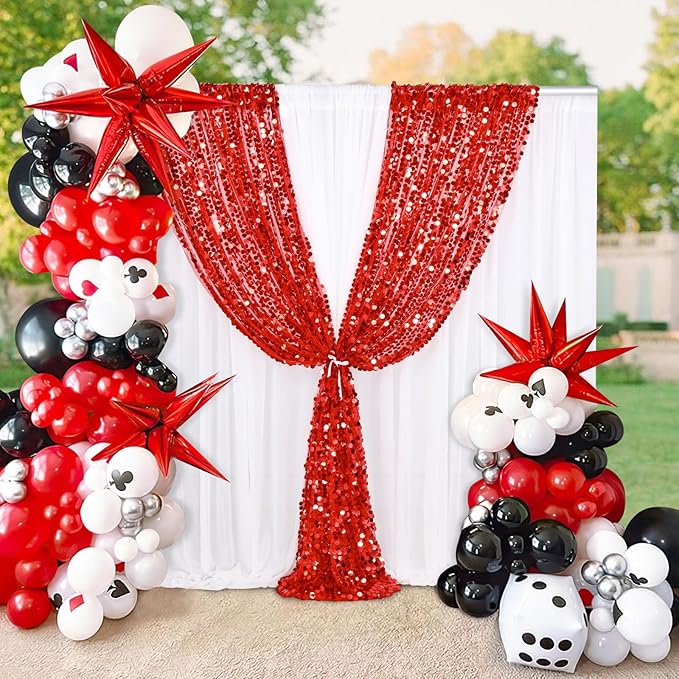 4ftx8ft Red Sequin Backdrop 2 Panels Big Payette Sequin Fabric Background - Image 2