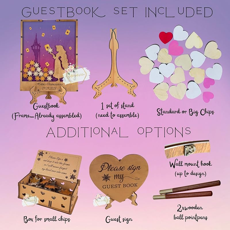 Princess Guest Book Alternative | Quinceañera Sweet XV Wooden Dropbox Frame - Image 6