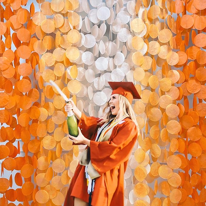 192 Ft Orange Party Decorations Ombre Orange Big Circle Dots Backdrop Streamer - Image 4