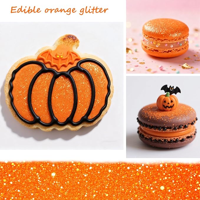 Orange Edible Glitter Black Glimmer Powder - Image 4