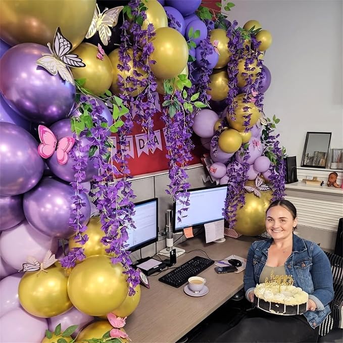 Pastel Purple Gold Balloons Set - Image 4