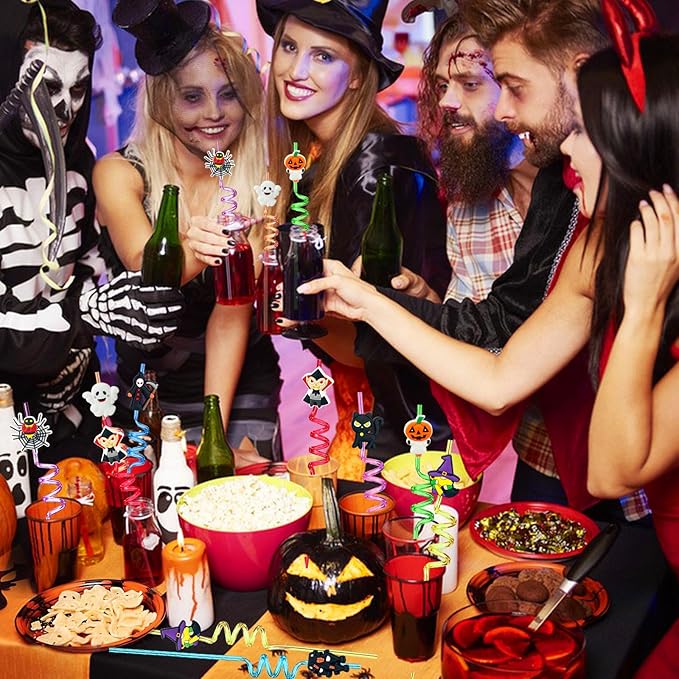 24 PCS Reusable Straws for Halloween Theme Party Birthday Decorations - Image 7