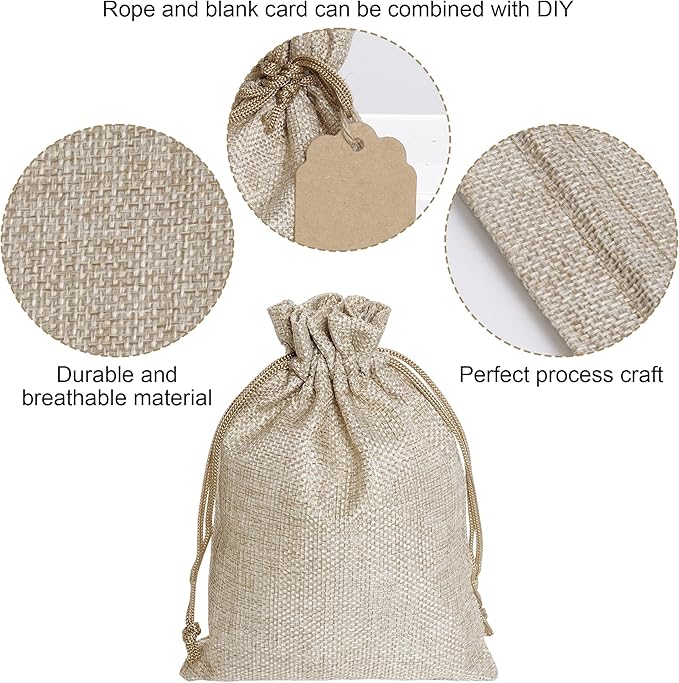 Yymobt 25PCS Burlap Bags with Drawstring, Reusable Burlap Favor Bag 5 x 7’’ - Image 3