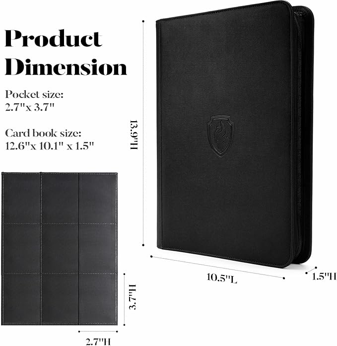 Premium Zip Card Binder, Fabmaker 9 Pocket Trading Card Binder, PU Cover Zipper - Image 6