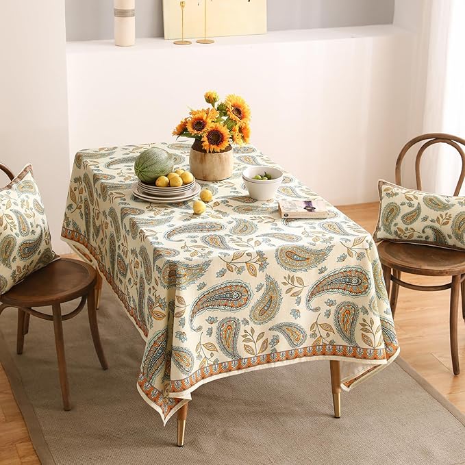patdrea Designer Vintage French Rectangle Table Cloth, Italian Floral Wrinkle - Image 9