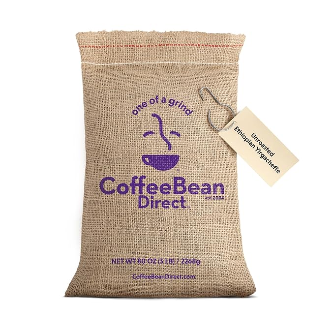 Coffee Bean Direct Unroasted Ethiopian Yirgacheffe, 5 Pound by CoffeeBeanDirect
