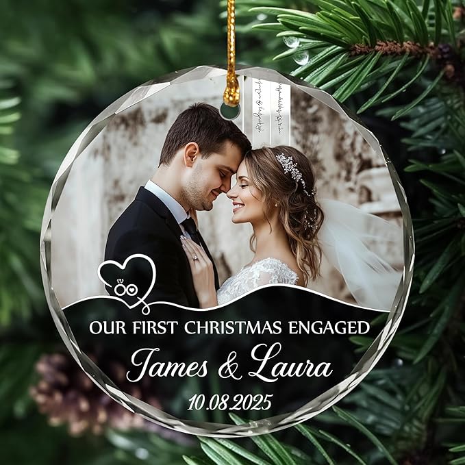 Personalized Our First Christmas Engaged Ornaments - Image 7