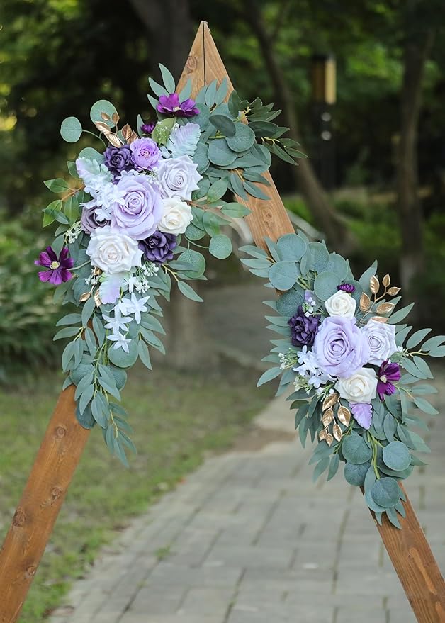 Artificial Lilac Wedding Arch Flowers Swags Set of 2 - Image 8