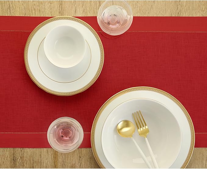 Solino Home Linen Red Table Runner 144 Inches Long - Image 8