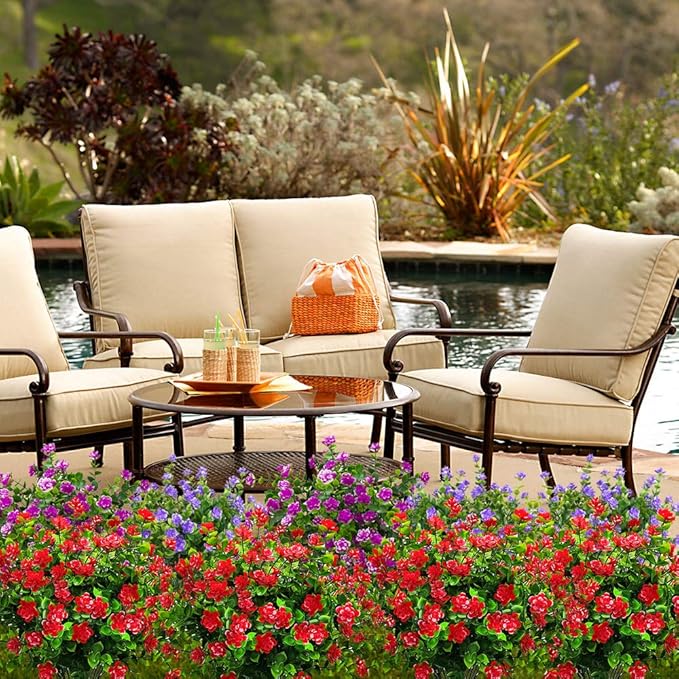 10 Bundles Artificial Fake Flowers, Faux Outdoor Plastic Plants UV Resistant - Image 7