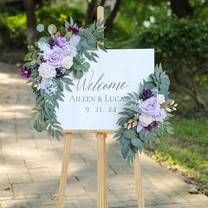 Artificial Lilac Wedding Arch Flowers Swags Set of 2 - Image 2