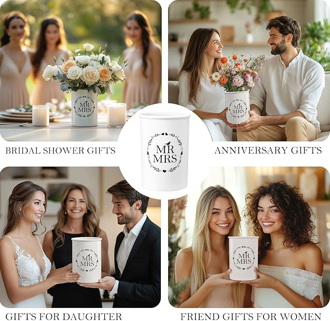 AW Bridal Mr and Mrs Wedding Vase Decorations, Bridal Shower Gifts - Image 4