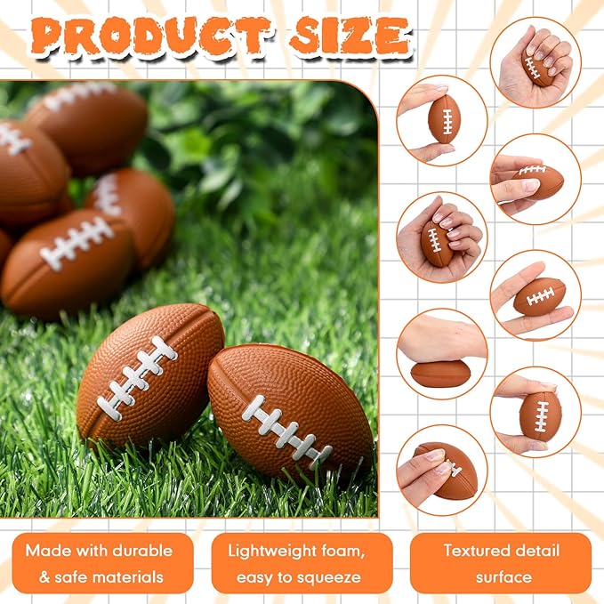 Jerify 250 Pack Mini Footballs Stress Balls Bulk 1.4 Inch Small Soft Foam - Image 4
