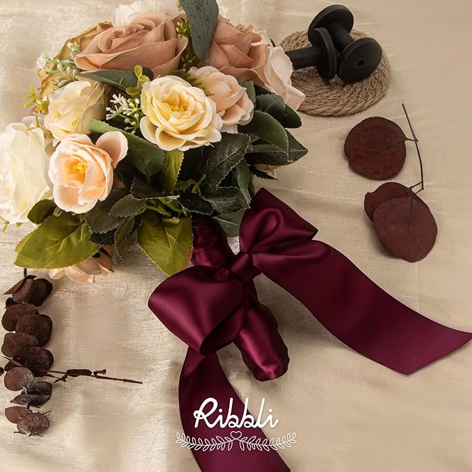 Ribbli Burgundy Double Faced Satin Ribbon, 2” x Continuous 10 Yards, Use - Image 4