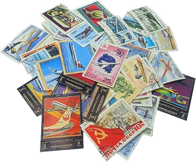 IMPACTO COLECCIONABLES – 100 Airplane-Themed Stamps Collection - Image 3
