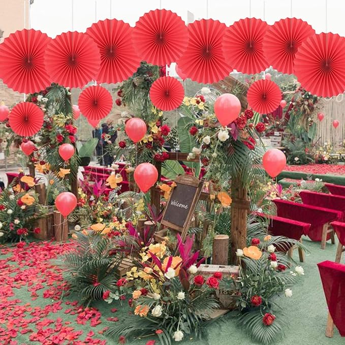 HQZ Red Party Hanging Fans DIY Set - Image 6