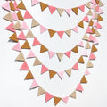 Boho Party Decorations Brown Blush Pink Felt Hanging Triangle Mini Bunting by pinkblume