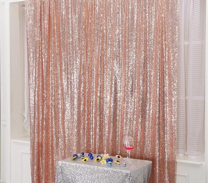 SquarePie Sequin Backdrop 6FT x 8FT Rose Gold Curtain Background - Image 3