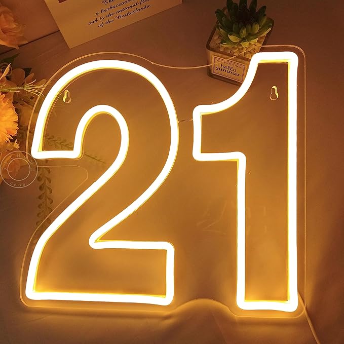 SYLHOME 21 Twenty one Led Neon Light Sign 21th Happy Birthday Party Anniversary - Image 7