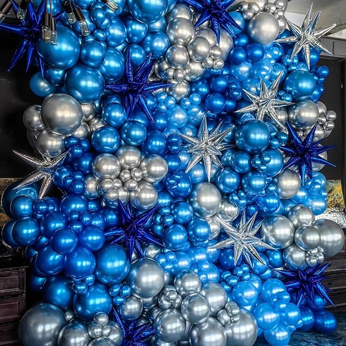 Black Blue Silver Star Balloons - Image 4