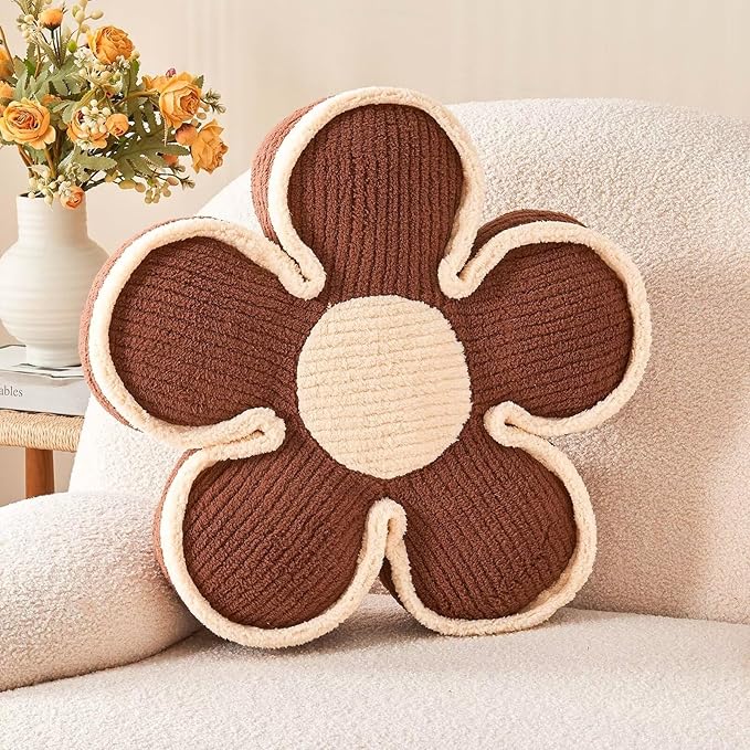 Soft Flower Shaped Floor Cushion, Decorative Throw Pillow, Plush Bedroom by Kcvvcr