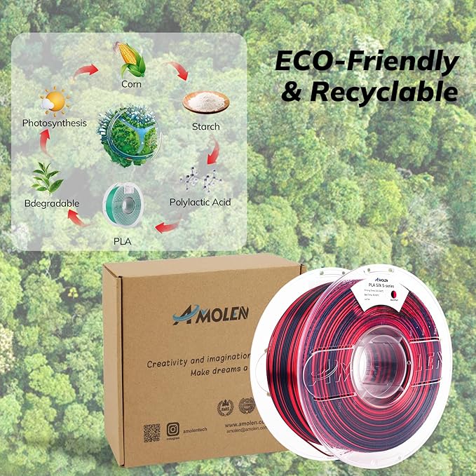 AMOLEN Silk PLA 3D Printer Filament, Shiny Multicolor Rainbow PLA Filament - Image 6