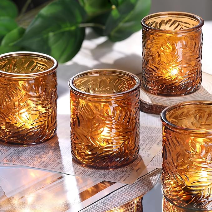 24 pcs Amber Votive Candle Holders, Tea Light Candle Holders - Image 6