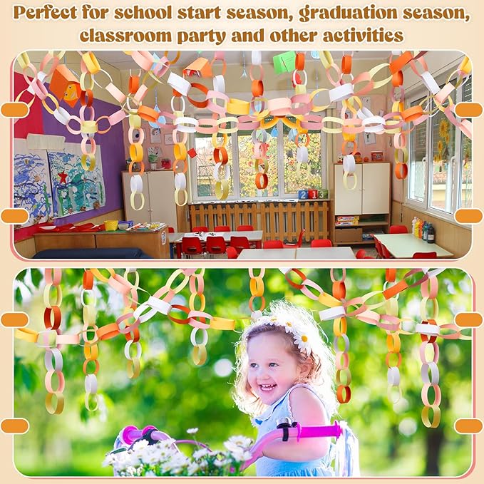 Lincia 600 Sheet Halloween Paper Chain Garland, Construction DIY Crafts Chain - Image 6