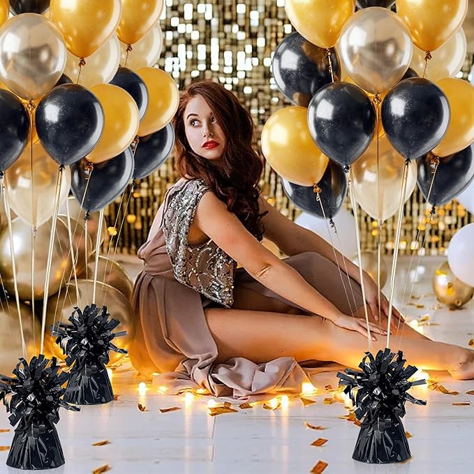 16 PCS Metallic Wrapped Balloon Weights Black Heavy Balloon Weight - Image 7