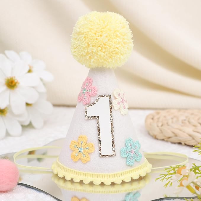 WAUAO Colorful Flower 1st Birthday Cone Hat - Image 9