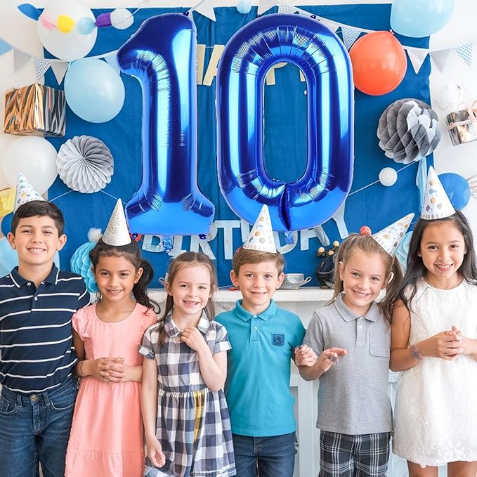 40 Inch Large Numbers Balloons 0-9, Self Inflating Navy Blue Foil Number 0 - Image 3