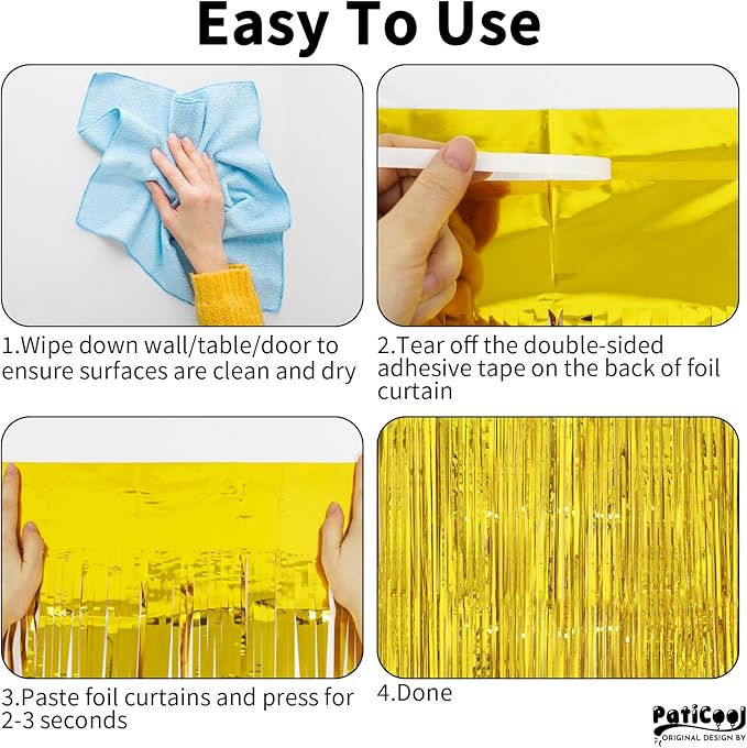 Christmas Decorations Gold Streamers Thicken 4 Pack 3.2 x 8.2 FT - Image 8