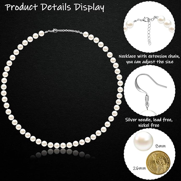 4 Pcs 1920s Faux Pearl Costume Jewelry Set - Image 5